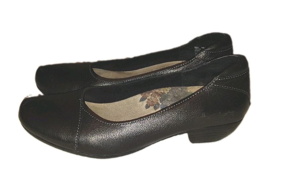 Taos Debut Black Leather Low Heel Comfort Pumps / Ballet Flats (DEB-13600)